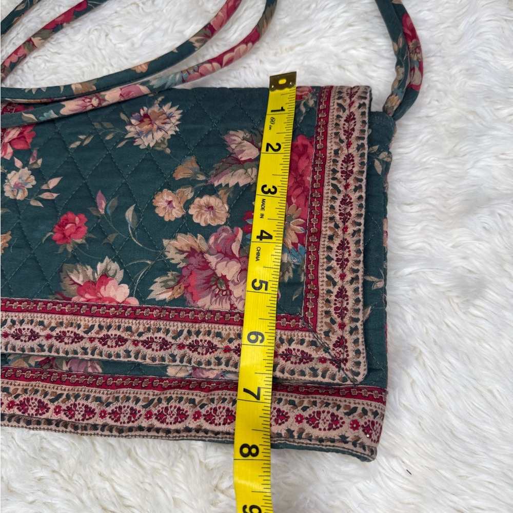 Vintage 80's Vera Bradley Prairie Rose Bag Indiana Tag Floral Flat Crossbody Gre - Picture 4 of 14